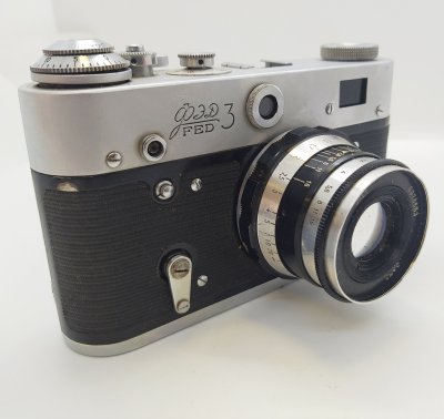 купить Фотоаппарат "ФЭД-3" с объективом "Индустар-61 Л/Д" (без кофра), металл, стекло, пластик, Харьковский машиностроительный завод им. Дзержинского (ФЭД), СССР, 1961-1979 гг.