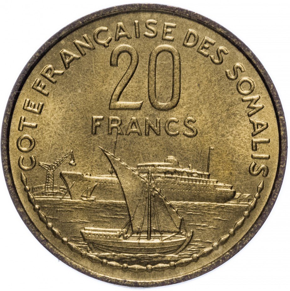 купить Французский Берег Сомали (Джибути) 20 франков 1952