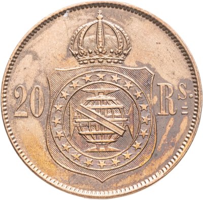 купить Бразилия 20 реалов (рейс, reis) 1869