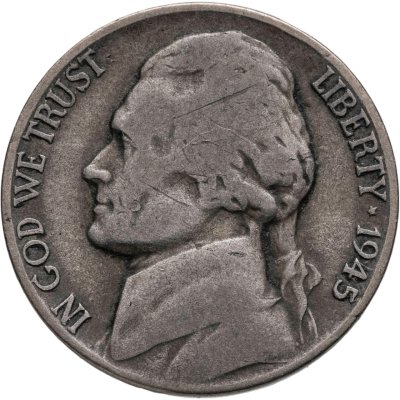 купить США 5 центов (cents) 1945 D Jefferson Nickel (Джефферсон) знак монетного двора "D" - Денвер
