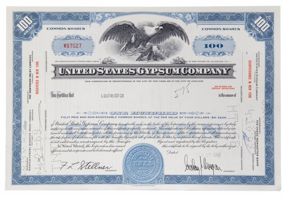 купить Акция США  UNited States Gypsum Company , 1956-1966 гг.