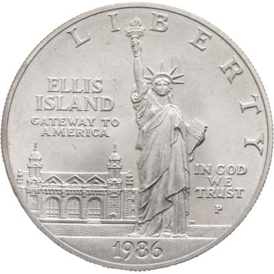 купить США 1 доллар (dollar) 1986 UNC Statue of Liberty (100 лет Статуе Свободы - Остров Эллис) знак монетного двора "P"