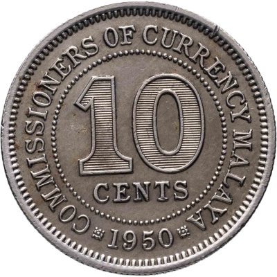 купить Малайя 10 центов (cents) 1950