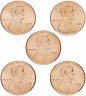 Купить США набор из 5 монет: центы 2009 года "200 лет со дня рождения Линкольна" и 1 цент 2009-2017 гг