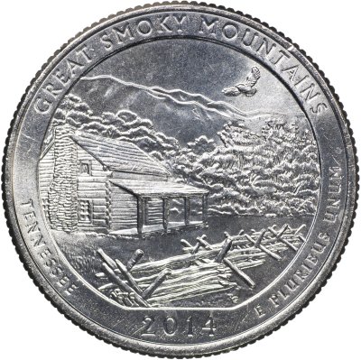 купить США 25 центов [Квотер] 2014 P [KM#566] "Национальный парк Грейт-Смоки-Маунтинс - Great Smoky Mountains [Tennessee]"