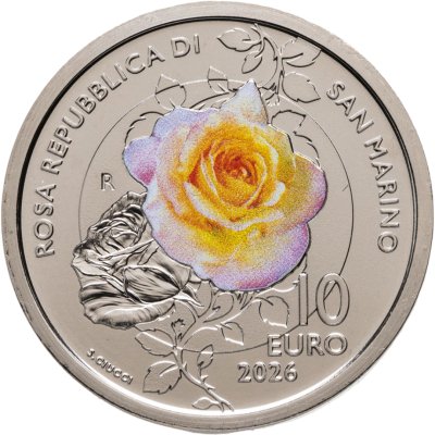 купить Сан-Марино 10 евро 2026 "Цветок Роза" в футляре с сертификатом