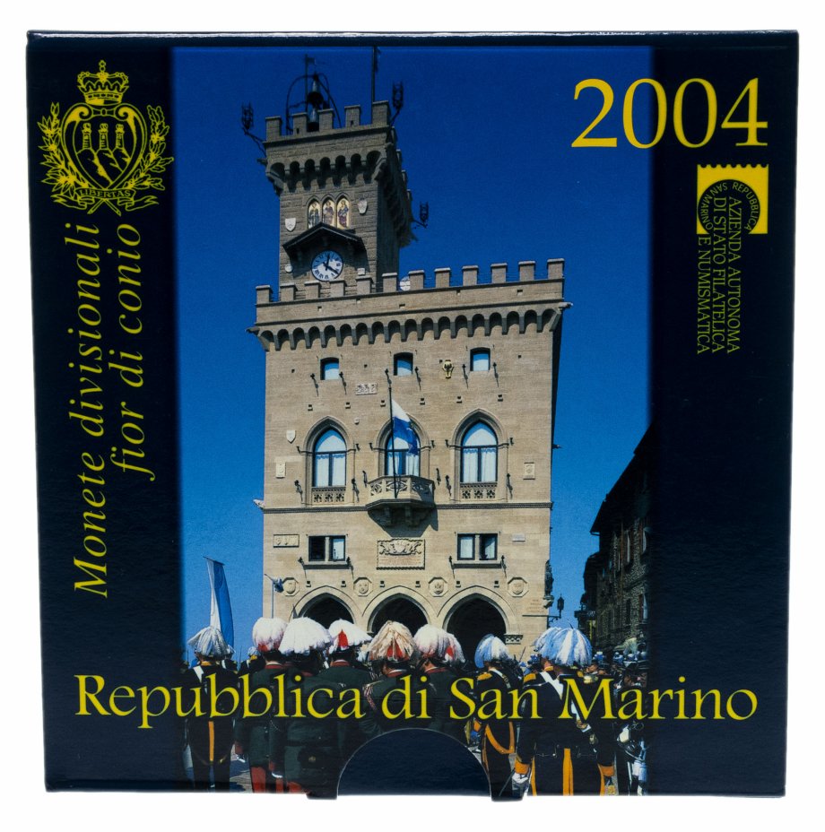 купить Сан-Марино годовой набор евро 2004 (8 штук в буклете + серебряные 5 евро "Бартоломео Боргези")