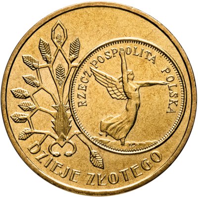 купить Польша 2 злотых 2007 "История польского злотого - Ника на 5 злотых 1928 года"