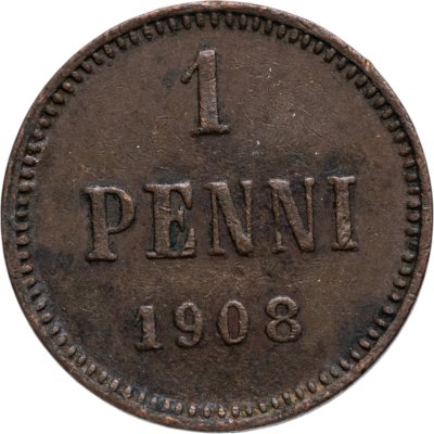 купить 1 пенни (penny) 1908, монета для Финляндии