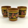 Купить Набор из 3-х солонок и 3-х стаканов (баночек для хранения), украшенных ягодным декором,  Фабрика «Хохломский художник», дерево, роспись, лак, Хохломская роспись, СССР, 1970-1990 гг.
