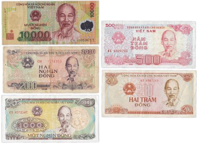 купить Вьетнам набор из 5 банкнот 200, 500, 1000, 2000, 10000 донг 1987 - 1988