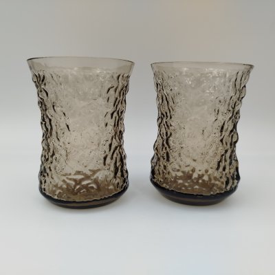 купить Пара стаканов «Кора» дымчатого оттенка, автор В.С. Мурахвер, цветное стекло, Стеклозавод «Неман», СССР, 1960-1980 гг.