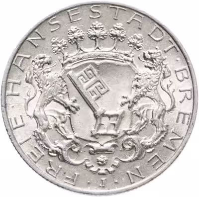 купить Германская империя, Бремен 2 марки 1904 Знак монетного двора "J" - Гамбург