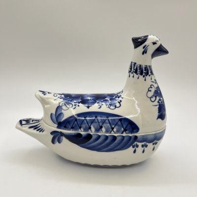 купить Икорница/масленка "Уточка" с расписным цветочным декором, фарфор, роспись, Россия, 1990-2010 гг.