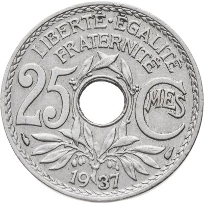 купить Франция 25 сантимов (centimes) 1937