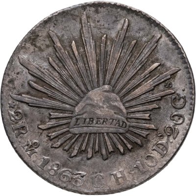 купить Мексика 2 реала 1863 Mo CH