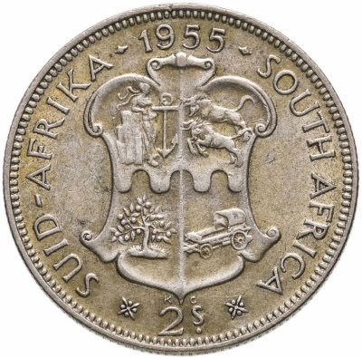 Купить ЮАР 2 шиллинга (флорин, shillings) 1955