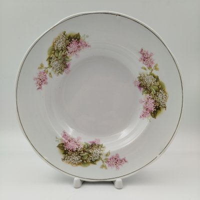 купить Тарелка суповая из сервиза "Сирень", фаянс, деколь, золочение, Товарищество М.С. Кузнецова, Российская империя, 1890-1915 гг.