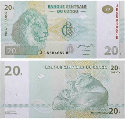 купить Конго 20 франков 2003