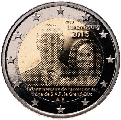 купить Люксембург 2 евро 2015 "15-летие вступления на престол великого герцога Анри" Proof в капсуле