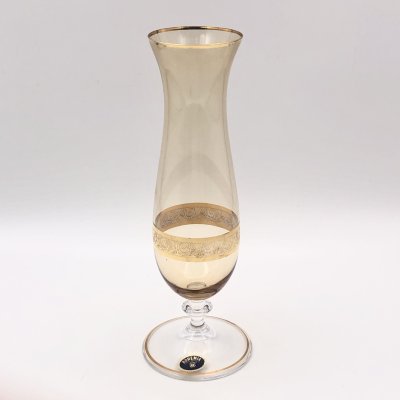 купить Ваза миниатюрная для небольшого букета теплого бежевого оттенка, стекло, золочение, Чехия, 1980-2000 гг.