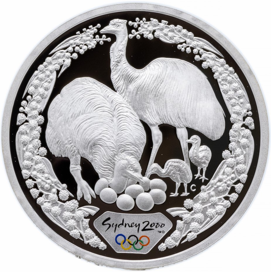 купить Австралия 5 долларов (dollars) 2000 "Олимпийские игры в Сиднее. Флора и фауна - страус эму"
