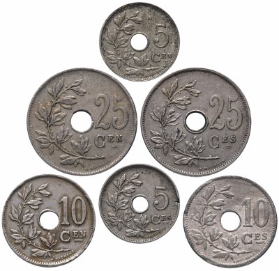 купить Бельгия набор монет 1910-1932 (6 штук) Альберт I