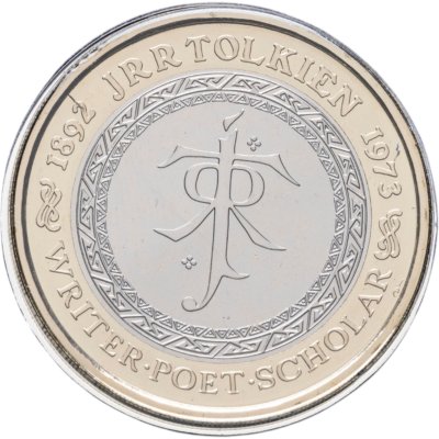 купить Великобритания 2 фунта 2023 "Жизнь и творчество Джона Рональда Руэла Толкина - автора "Властелина колец"" в буклете