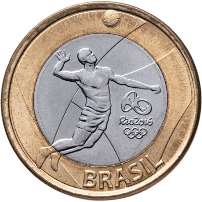 купить Бразилия 1 реал (real) 2015 "XXXI летние Олимпийские Игры, Рио-де-Жанейро 2016 - волейбол"