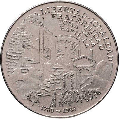 купить Куба 1 песо (peso) 1989 "200 лет Французской революции - Бастилия"