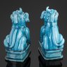 Купить Парные статуэтки "Собаки Фу", керамика, голубая глазурь, Китайская империя, 1900-1910 гг.