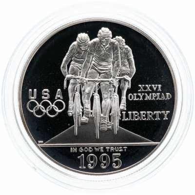 купить США 1 доллар (dollar) 1995 P "XXVI летние Олимпийские Игры, Атланта 1996 - Велоспорт"