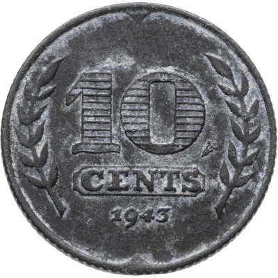купить Нидерланды 10 центов (cents) 1943 Три тюльпана /Цинк/
