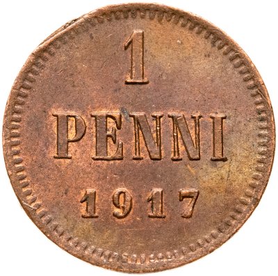 купить 1 пенни (penni) 1917, монета для Финляндии