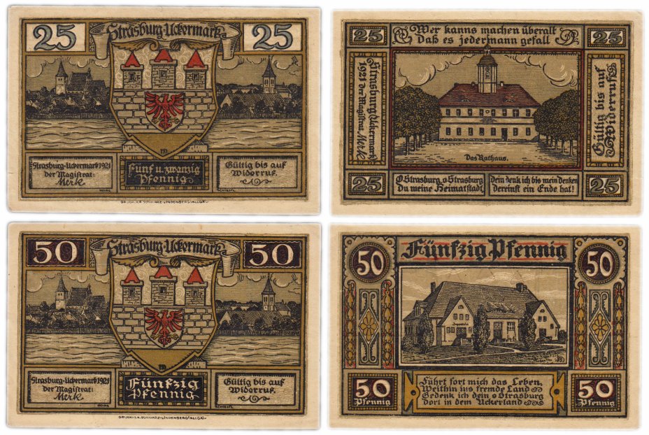 купить Германия (Мекленбург: Штрасбург) набор из 2-х нотгельдов 1921