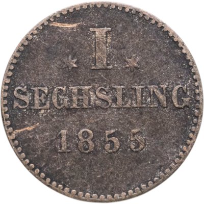 купить Вольный ганзейский город Гамбург 1 сехслинг 1855