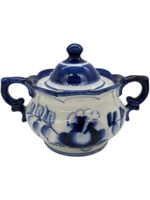 купить Сахарница с цветочным декором, Гжель, фарфор, роспись, Россия, 1990-2010 гг.