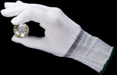 купить Перчатки нумизматические из полиэстера бесшовные (размер: L)