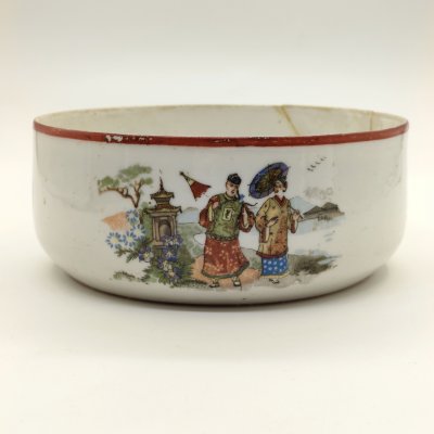 купить Полоскательница (капельник) в стиле шинуазри, фарфор, деколь, обводка, Первомайский фарфоровый завод (Песочное), СССР, 1924-1930 гг.