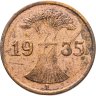 Купить Германия 1 рейхспфенниг (reichspfennig) 1935 A  знак монетного двора "A" — Берлин