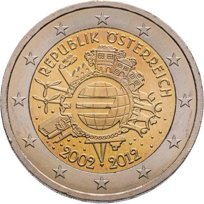 купить Австрия 2 евро 2012 "10 лет евро"