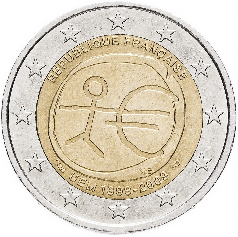 купить Франция 2 евро 2009 "10-летие Экономического и валютного союза ЕС"