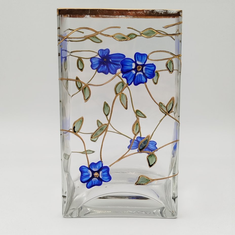 купить Ваза прямоугольной формы, украшенная цветочным декором, стекло, роспись, золочение, Западная Европа, 1990-2010 гг.