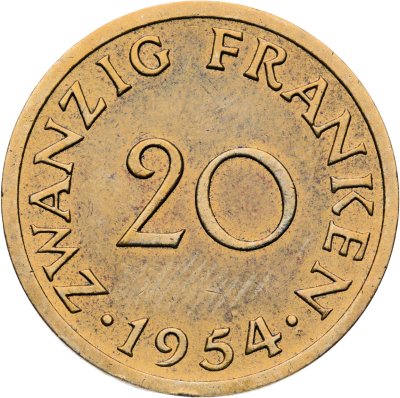 купить Саар 20 франков (francs) 1954