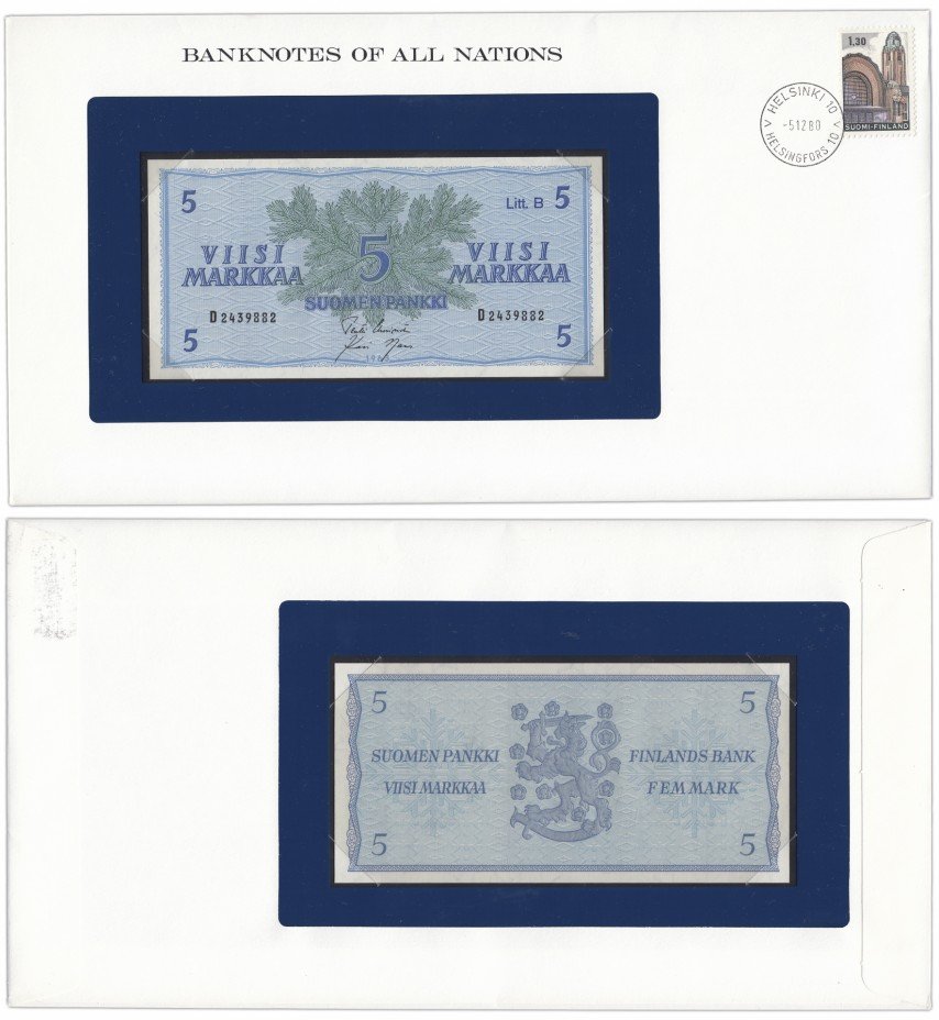 купить Серия "Банкноты всех стран мира" - 5 марок Финляндия 1963