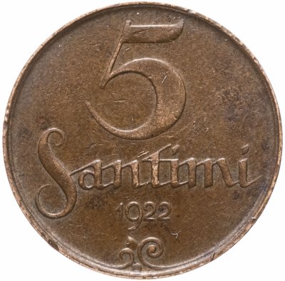 купить Латвия 5 сантимов 1922