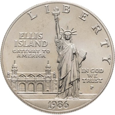 купить США 1 доллар (dollar) 1986 UNC Statue of Liberty (100 лет Статуе Свободы - Остров Эллис) знак монетного двора "P"