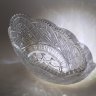 Купить Салатник в форме ладьи, украшенный флористическим узором, стекло, пресс, СССР, 1970-1990 гг.