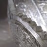 Купить Салатник в форме ладьи, украшенный флористическим узором, стекло, пресс, СССР, 1970-1990 гг.