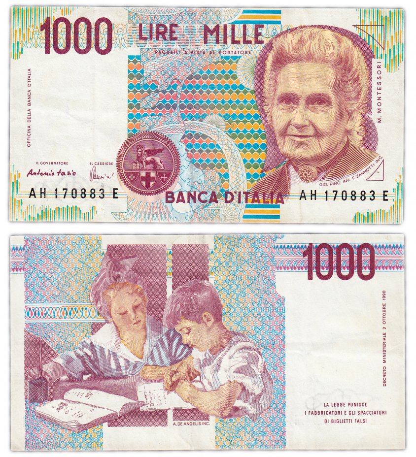 купить Италия 1000 лир 1990 (Pick 114с)